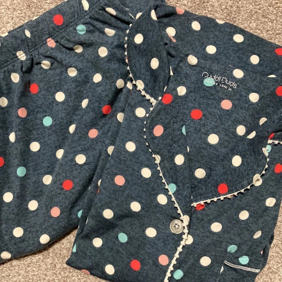 Cuddl Duds Polka Dot Long Sleeve Button Front Pajamas L - Picture 16 of 16